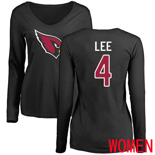 Arizona Cardinals Black Women Andy Lee Name And Number Logo NFL Football #4 Long Sleeve T Shirt